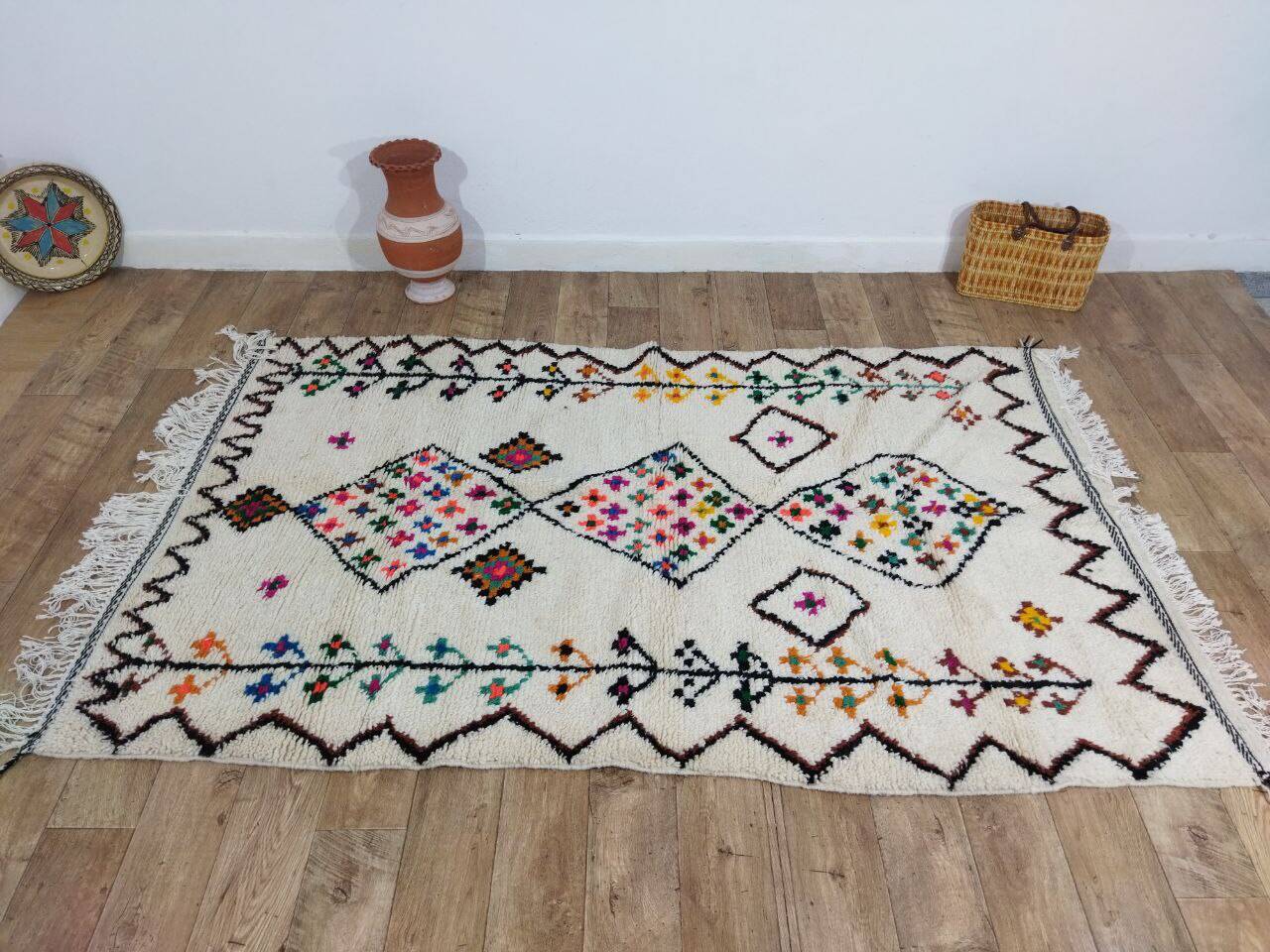 Handmade wool Berber rug 240x146 cm