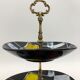 Vintage ceramic and brass cake display 1950s