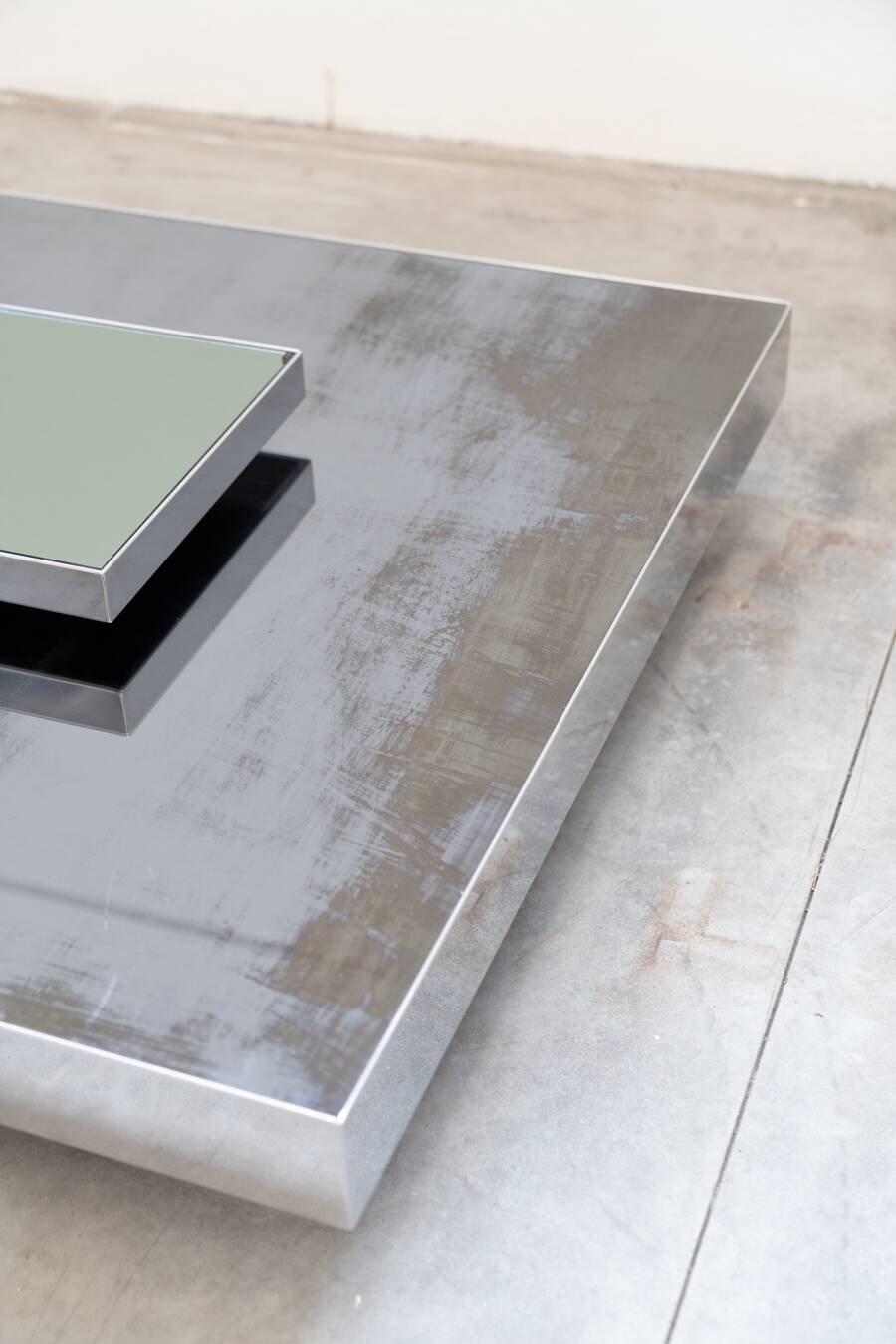 Stainless steel and glass coffee table by Ausenda, 1970Style