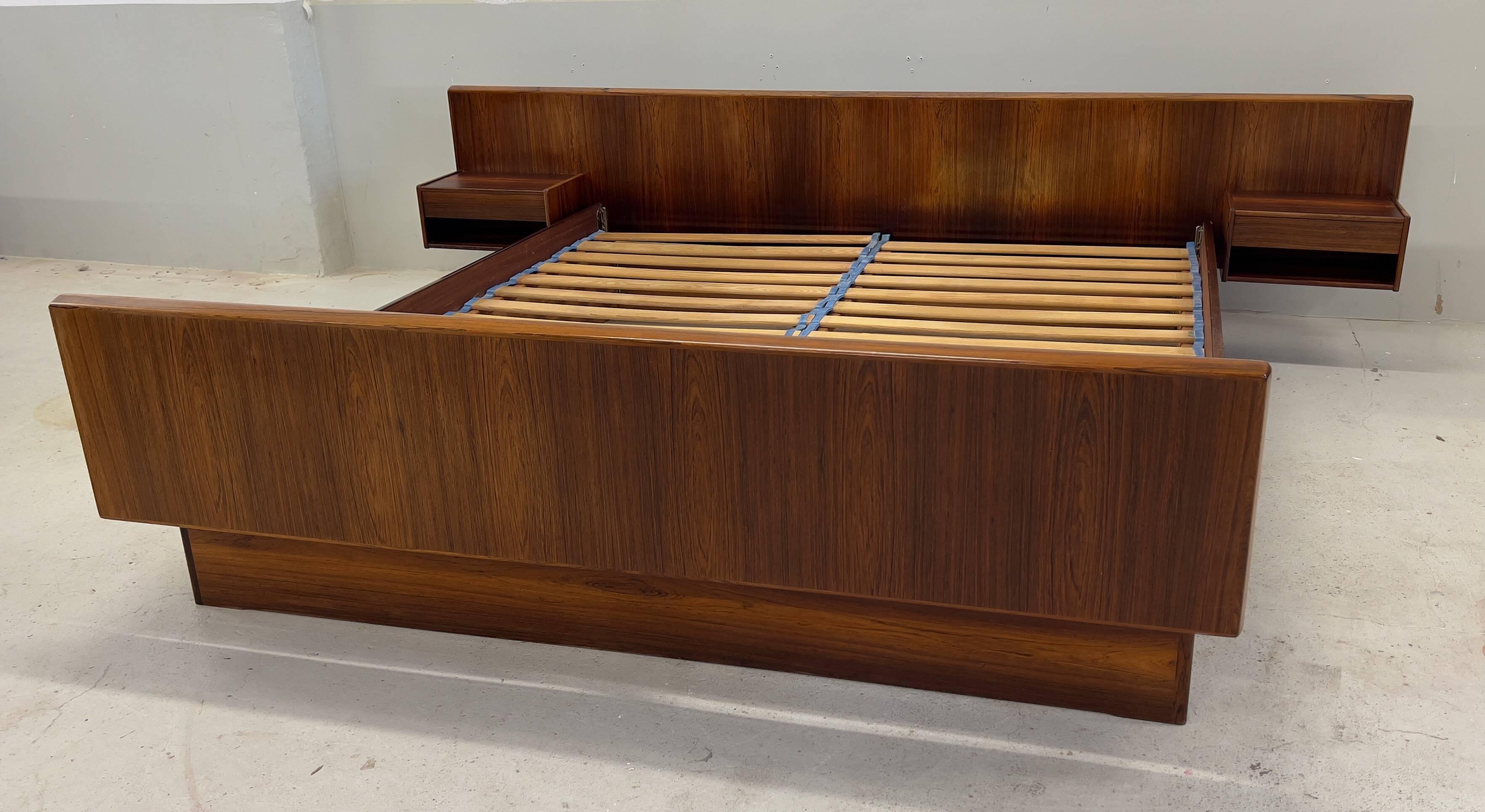 Danish Rosewood Double Floating Bed By Sannemans, 1970s.