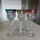 Set of 6 cut crystal liqueur glasses in colour – Bohemian style