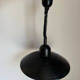 Pair of black metal pendant lights made in Belgium