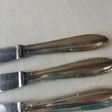 Set of 12 old silver metal knives, art deco décor, Manulor
