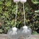 Double Mathias pendant lights ref SU004 in transparent glass in relief corolla shape