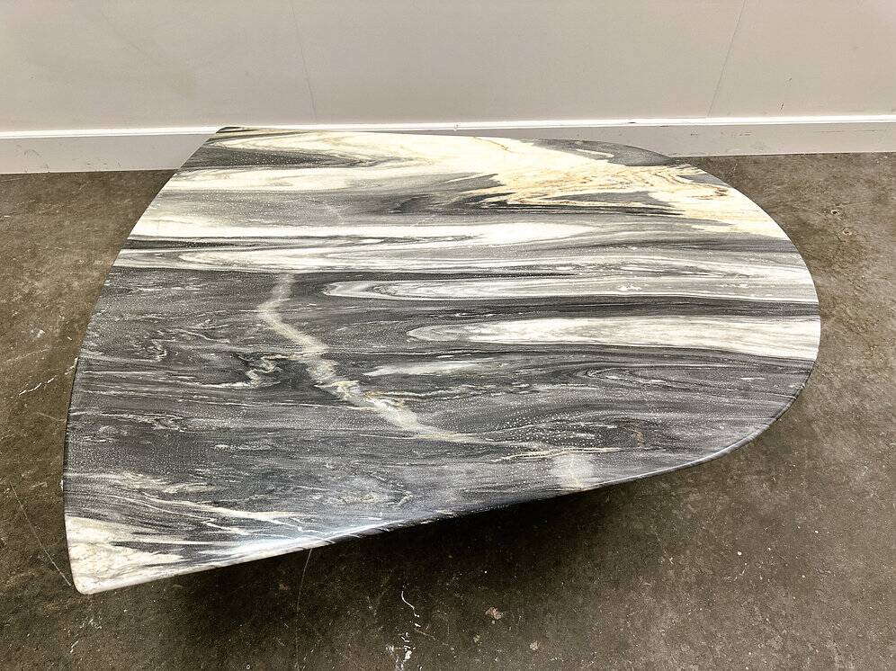 Large vintage unique marble table with zig zag base, France, 1980s