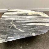Large vintage unique marble table with zig zag base, France, 1980s