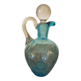 Night carafe in blue tones waffle glass with cabochon early 20th century