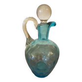Night carafe in blue tones waffle glass with cabochon early 20th century