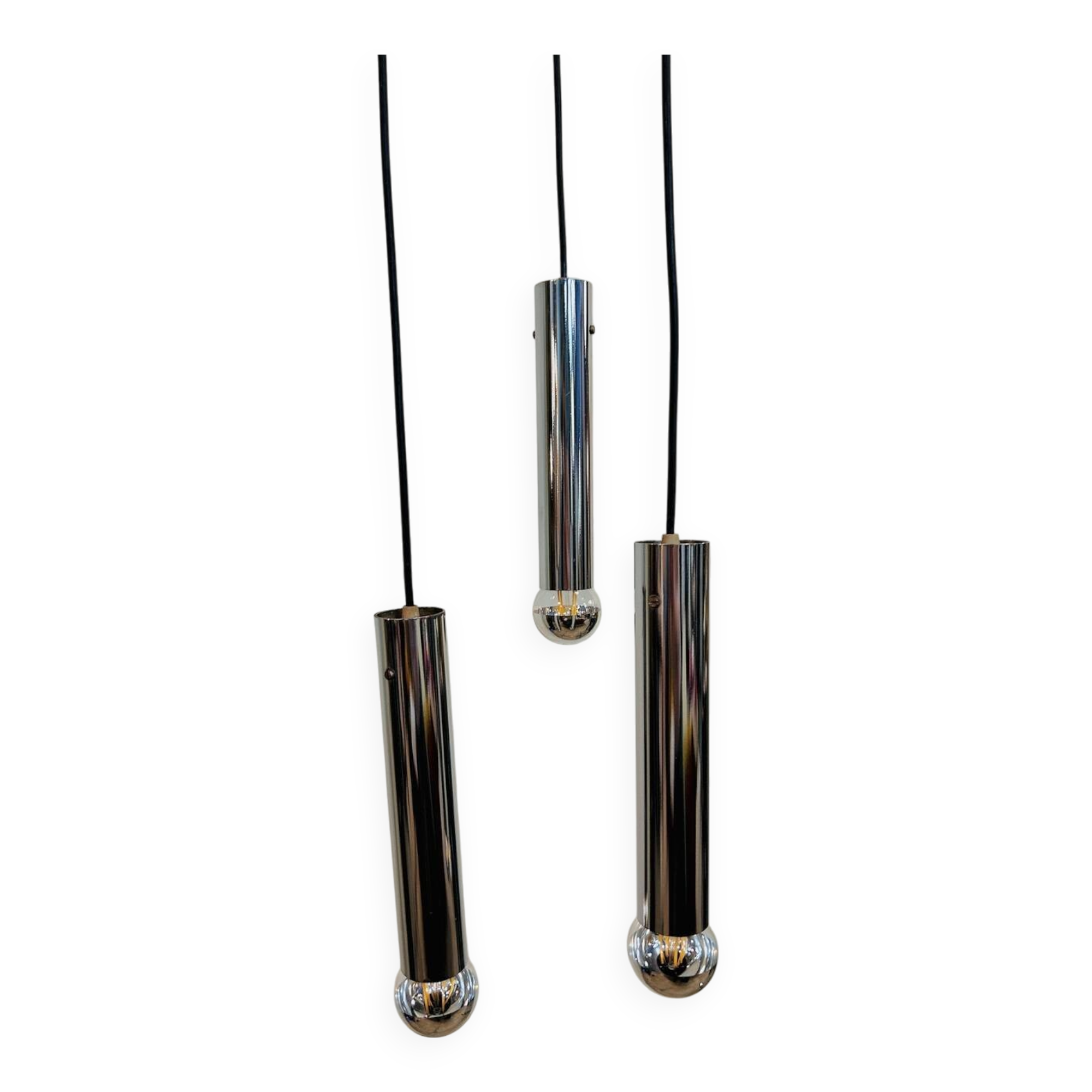 3-Light Tubular Chrome Cascade Pendant Light