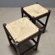 Pair of vintage wooden and rope stools, Italy, 1970s