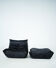 Togo set of chair and pouf in black shiny velvet
