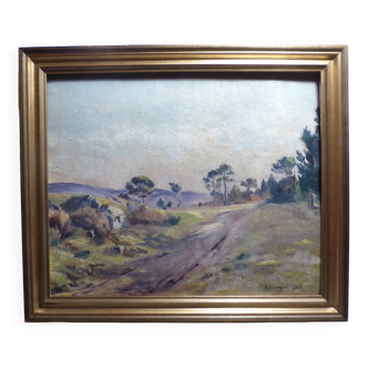 Old painting of a country landscape