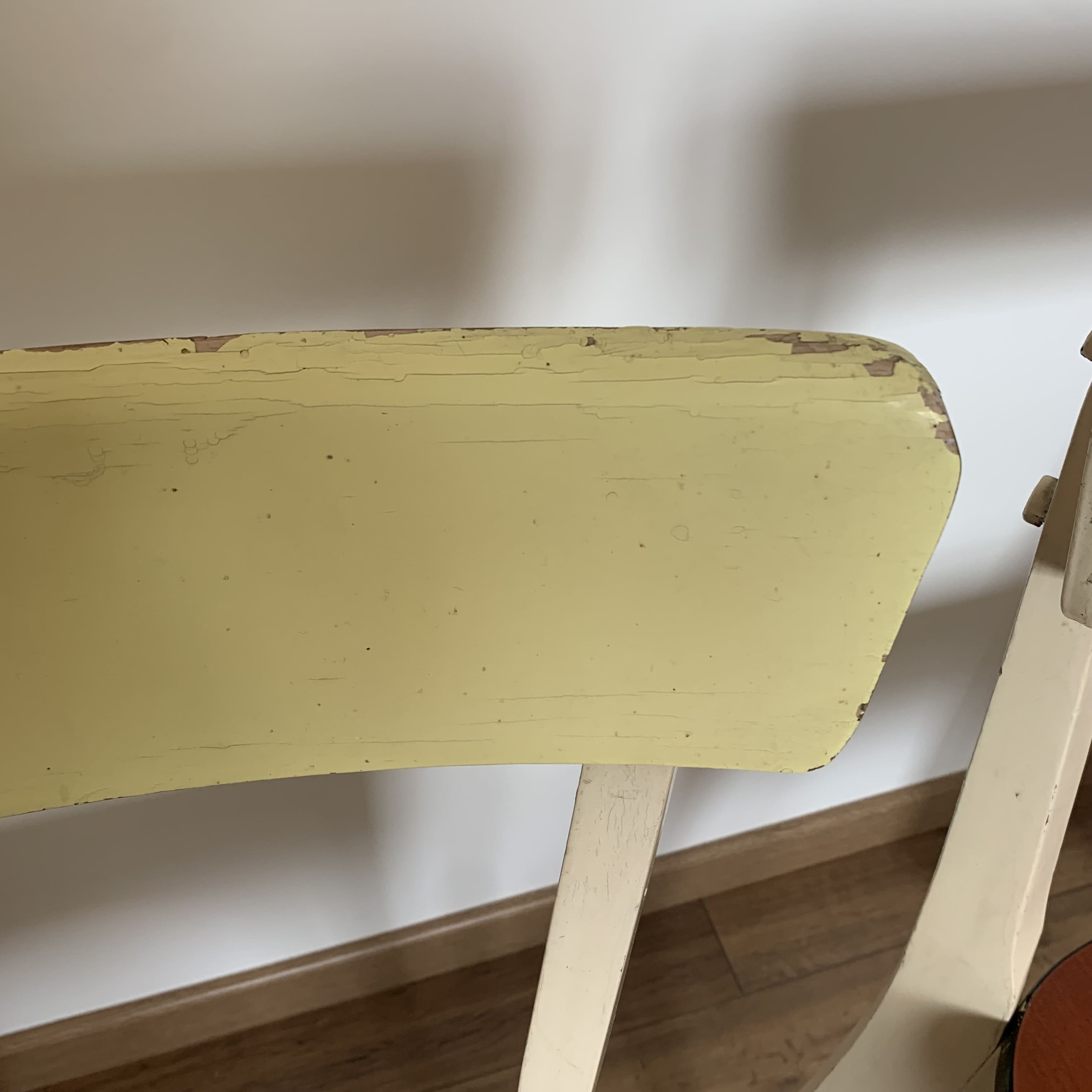 4 wooden chairs and formica kitchen