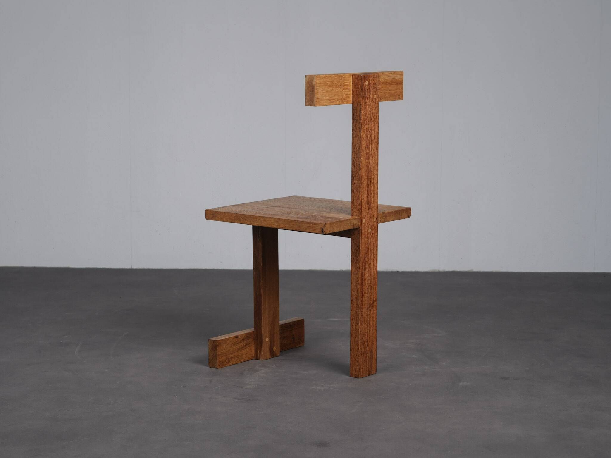 Rare pair of modernist T-back chairs, Netherlands, 1960s