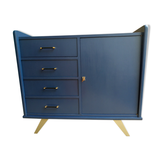 Commode années 60 bleu nuit