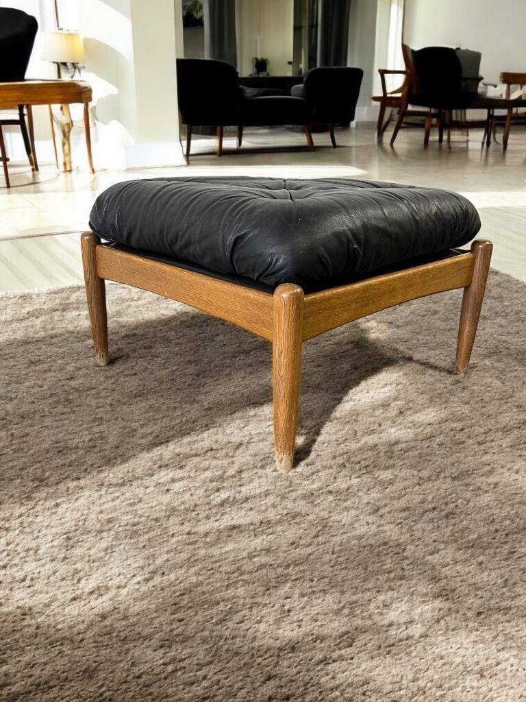 Eric Merthen Vintage Black Swedish Pouf / Footstool