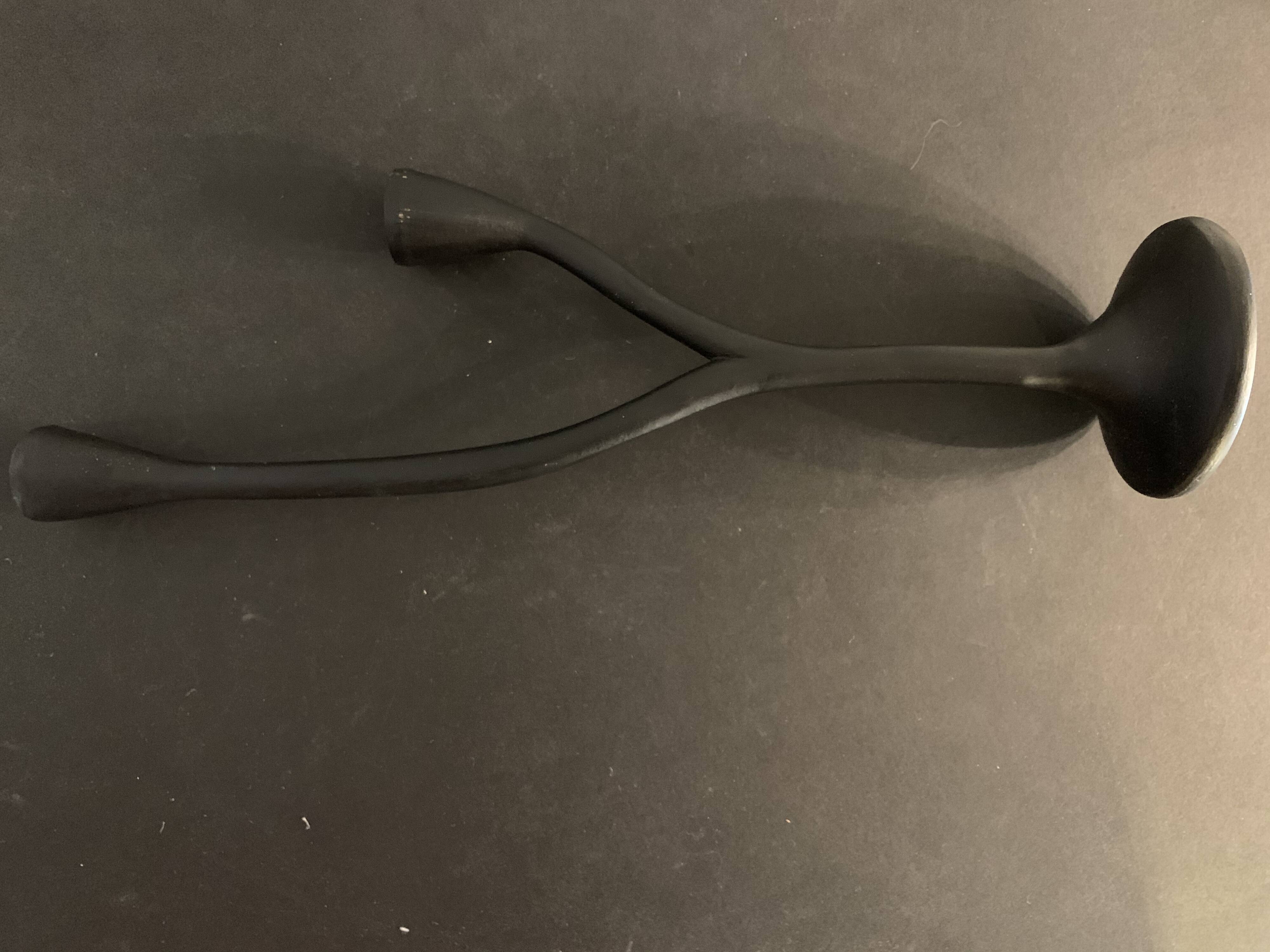 Pair of black candlesticks art deco in steel Habitat 1970