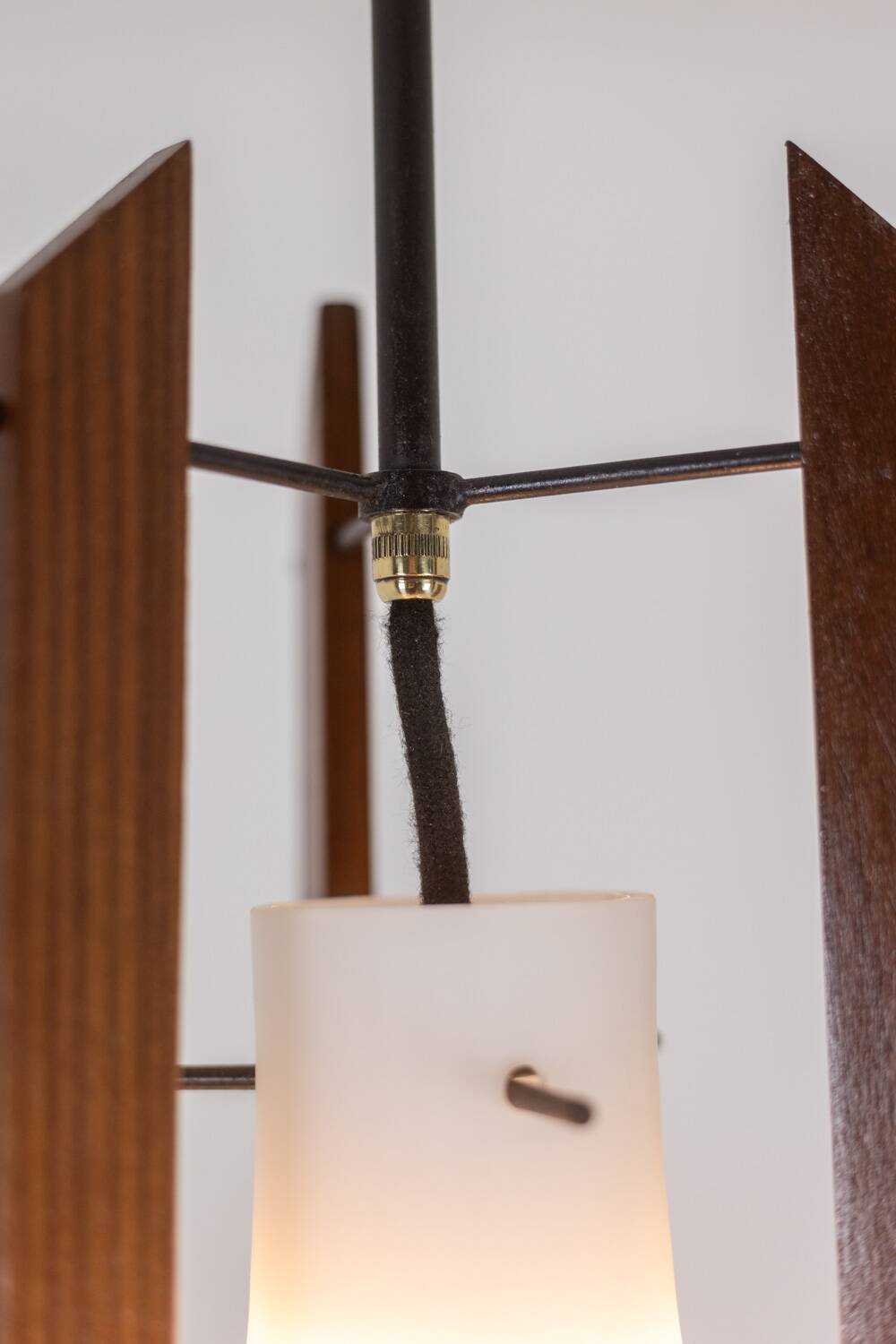 Ico Parisi. Pair of opaline pendant lights. 1960s.