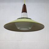 Opal glass and green aluminium shade vintage lamp by Voss Belysning - Denmark