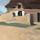 Large oil on panel of a Breton landscape 1950, antique painting signed.