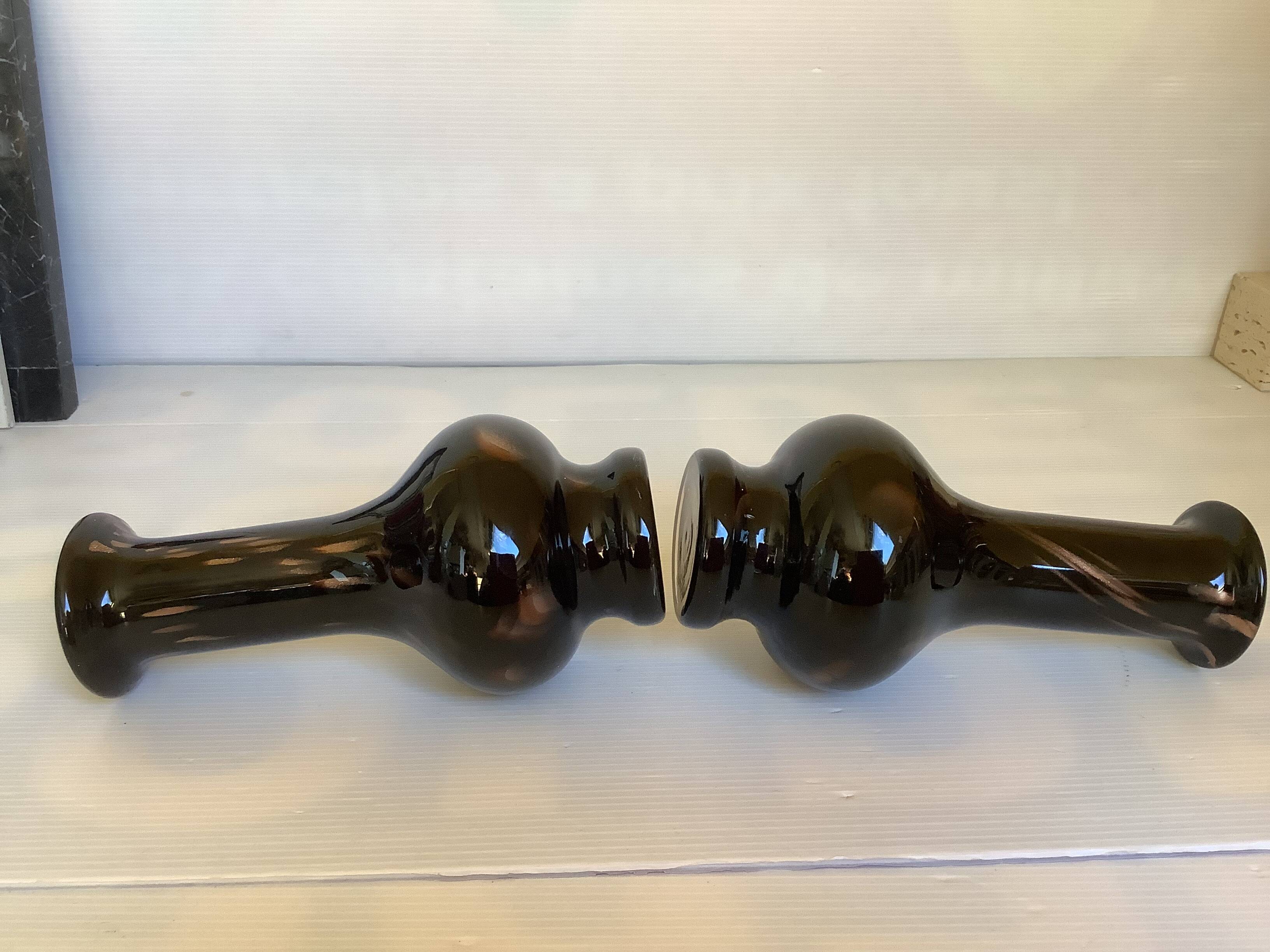 Pair of black and gold Murano vases