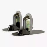 Pair of vintage stainless steel and glass wall lights