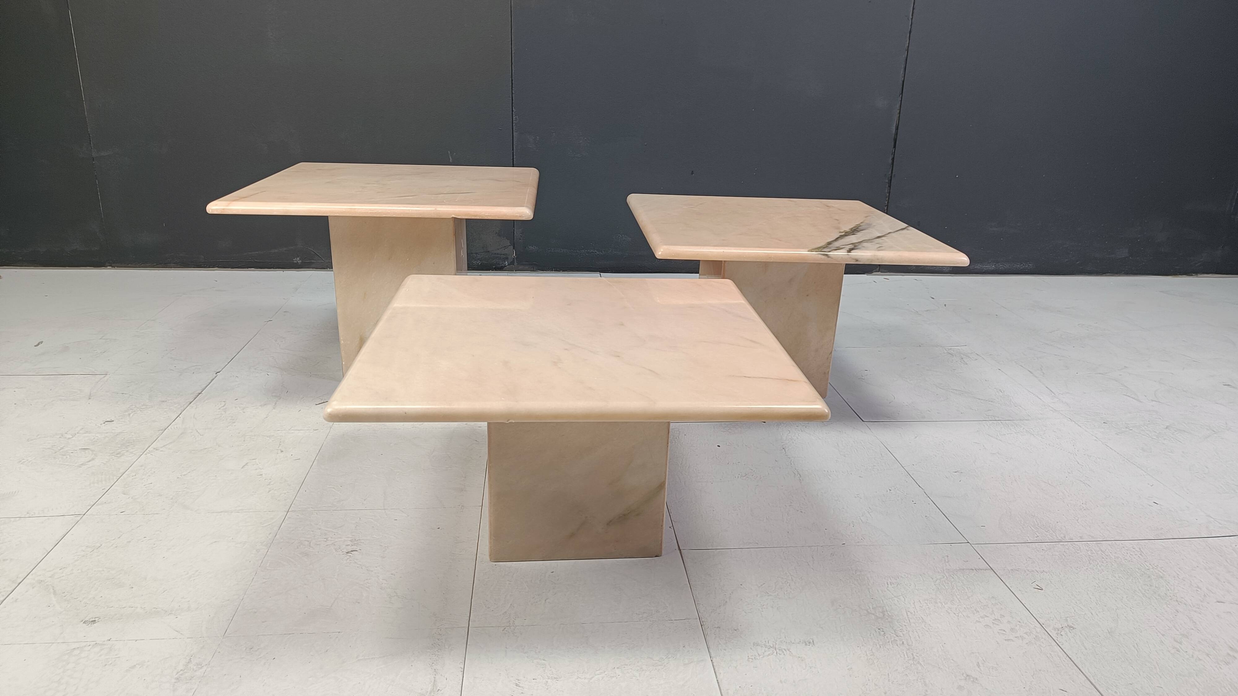 Tables gigognes ou tables d'appoint vintage en marbre, années 1970