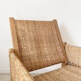 Vintage modernist straw armchair