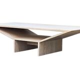 Travertine coffee table - 70s - brutalist and minimalist - Italy