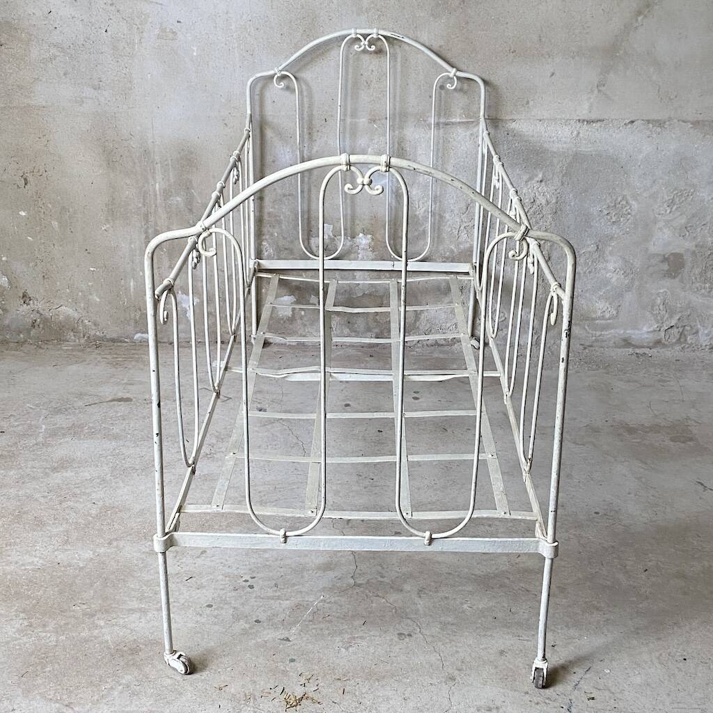 Vintage 1950s wrought iron bed bench
