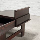 Square Walnut Coffee Table With Storage By Giovanni Michelucci, Italy 1960's