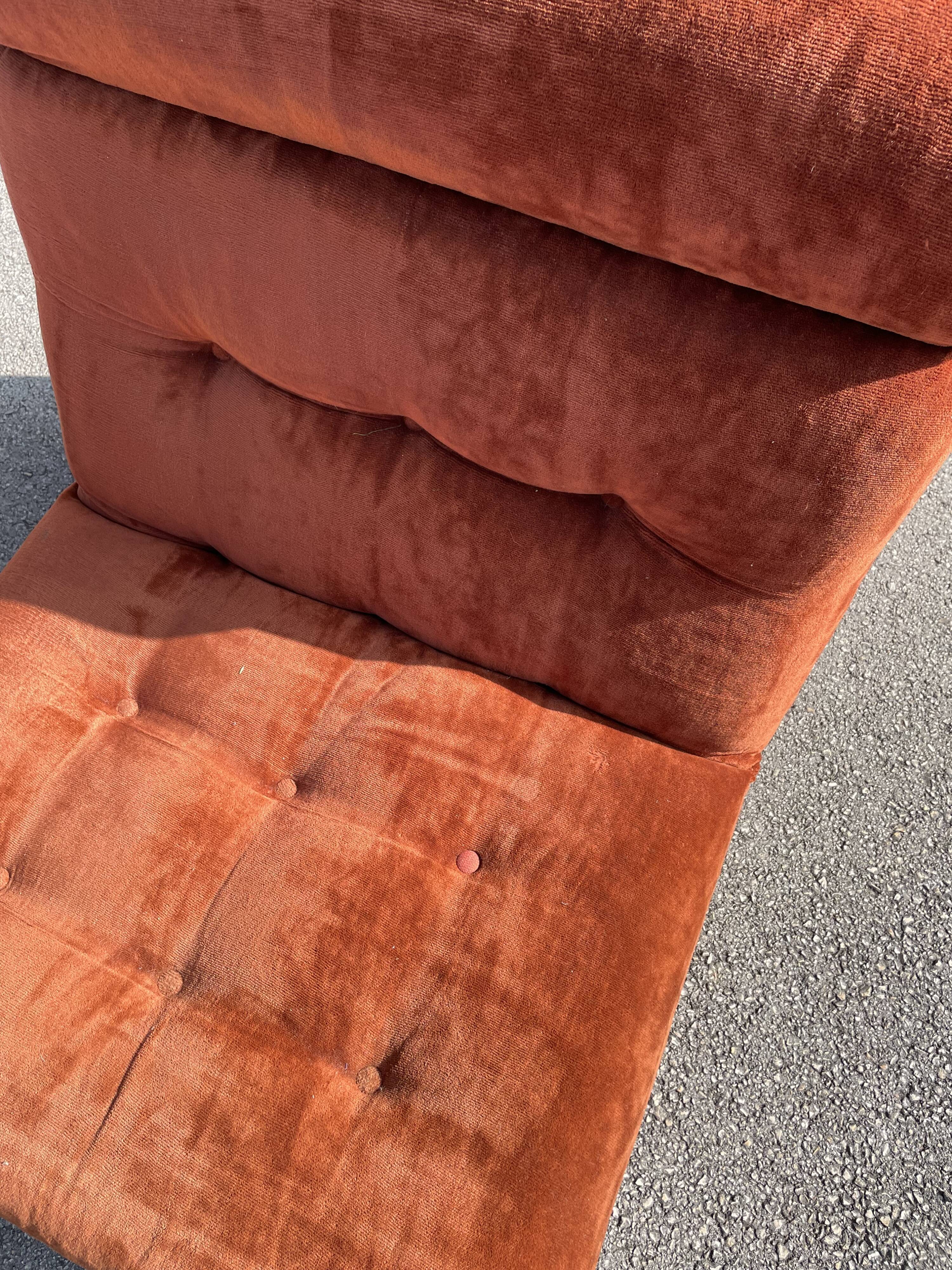 Modular sofa in rusty velvet, France 1970s