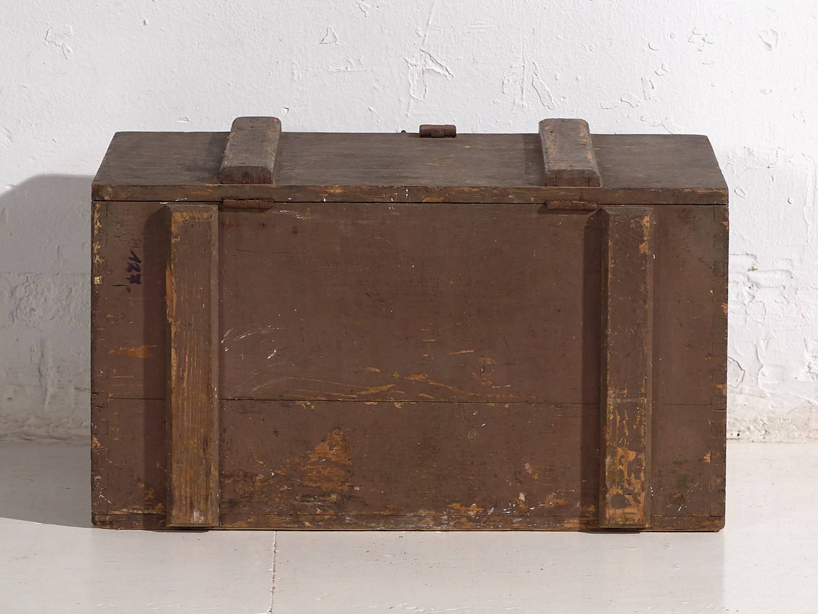 Small antique olive green chest (c.1920) #26