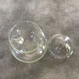 Jar type bonbonnière in translucent glass shape round modernist