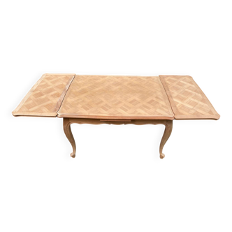 Extendable Louis XV dining table in solid oak wood and marquetry 220