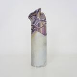 Joseph Bougère Iridescent purple pink ceramic vase signed JB 1989