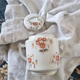 Large sugar bowl or pot in Limoges porcelain Limited Edition of oriental inspiration and hand painted