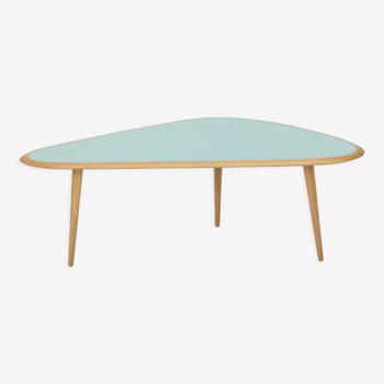 Coffee table 50 s (fifties) in oak -top in lacquer mineral green