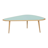 Coffee table 50 s (fifties) in oak -top in lacquer mineral green