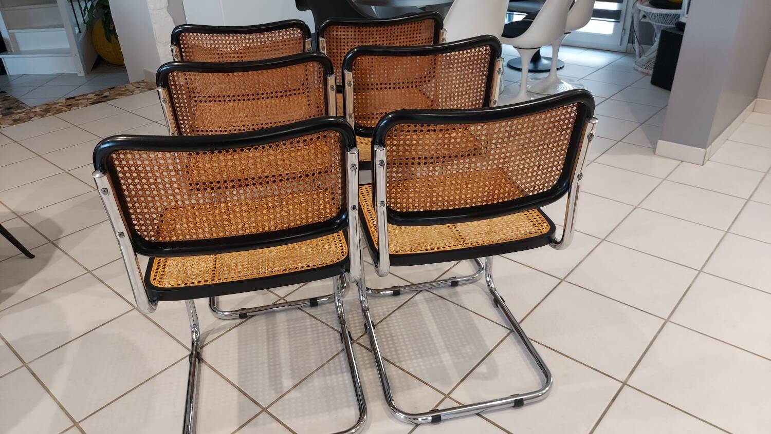 Suite de 6 chaises modèle Cesca B32 par Marcel Breuer vintage 1993