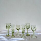 Pair of Mouthblown Wine Glass - Dots
