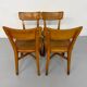 Set of 4 vintage solid oak chairs, 1960s design with sculpted backrest.
