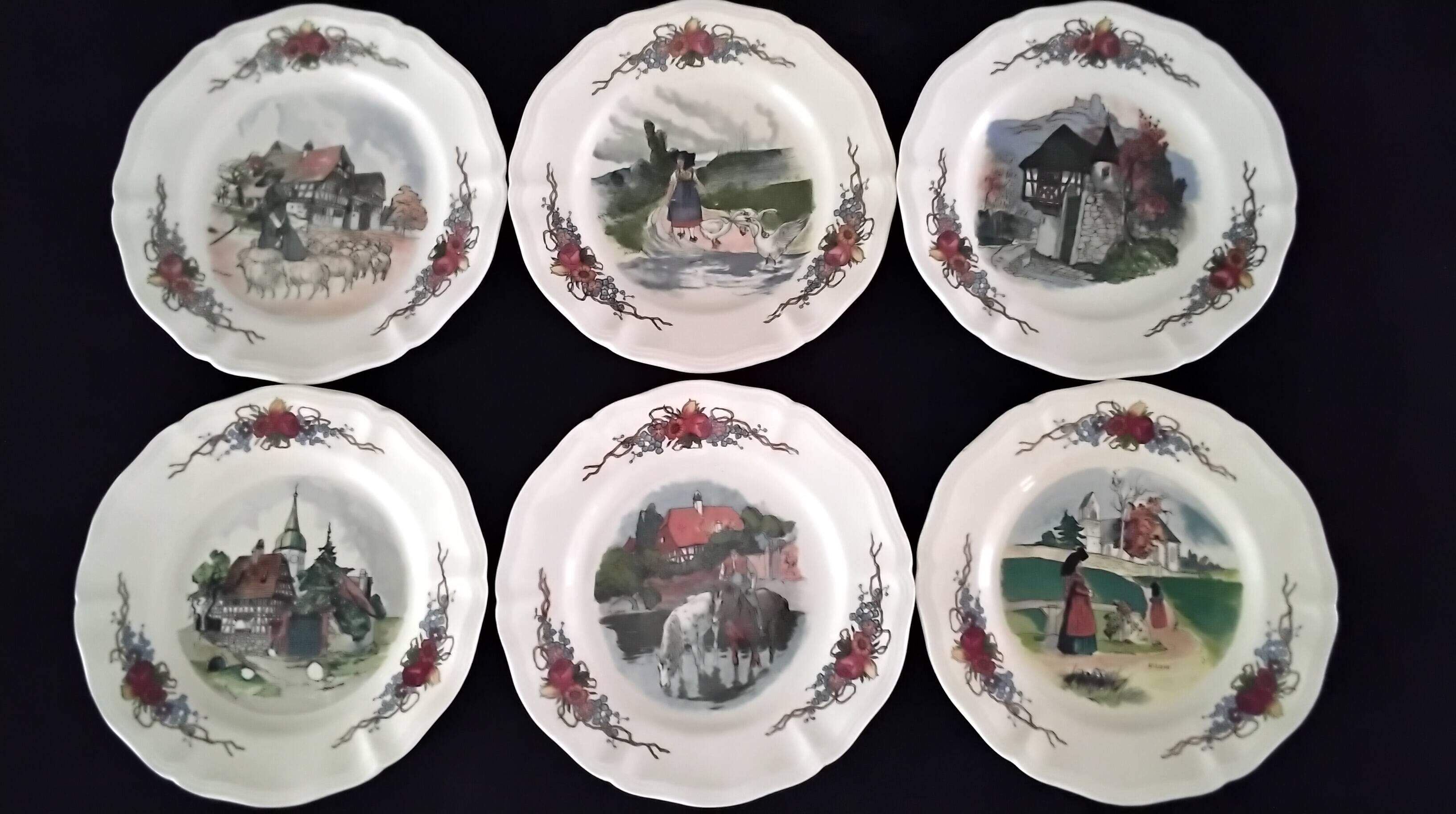 6 Sarreguemines earthenware dessert plates Model Obernai