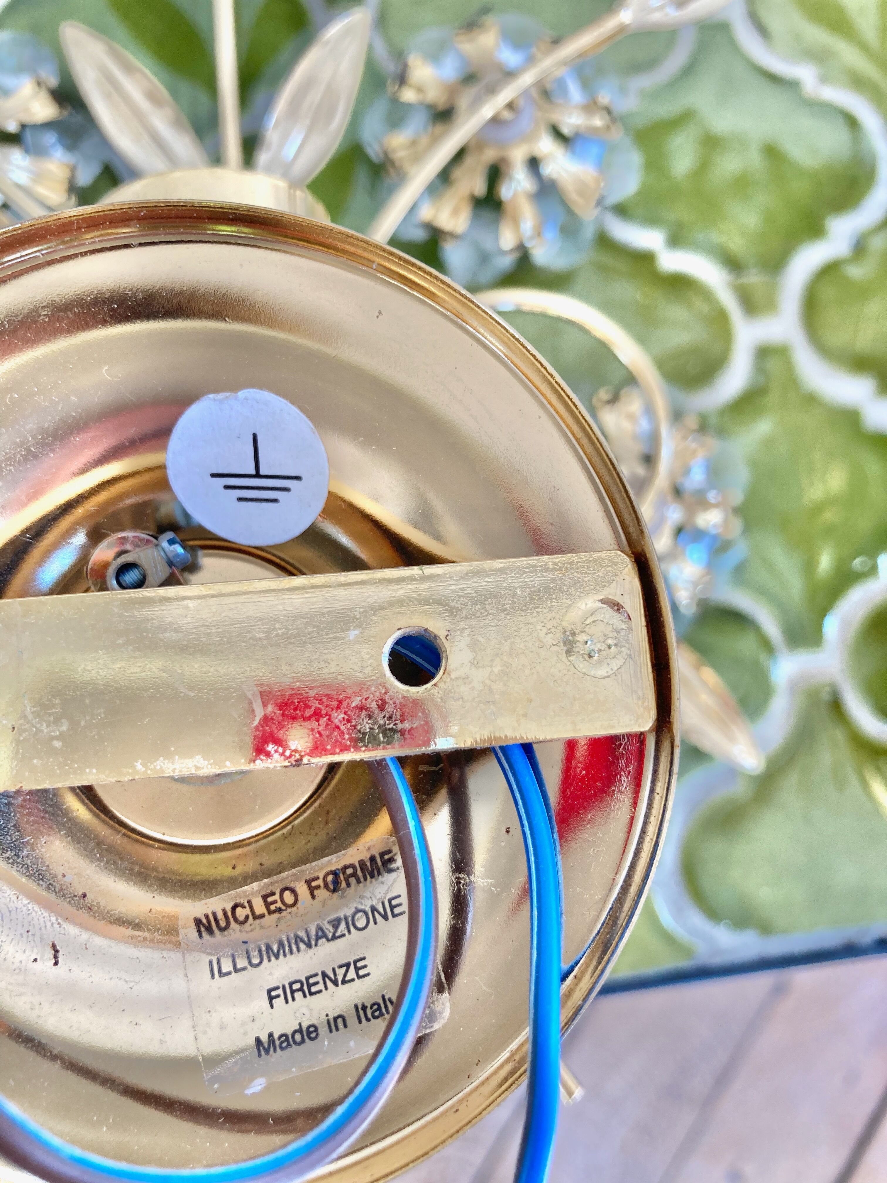 Pair of golden wall lamps Italy 70-80