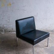 Lot de 2 fauteuils lounge minimalistes en cuir noir