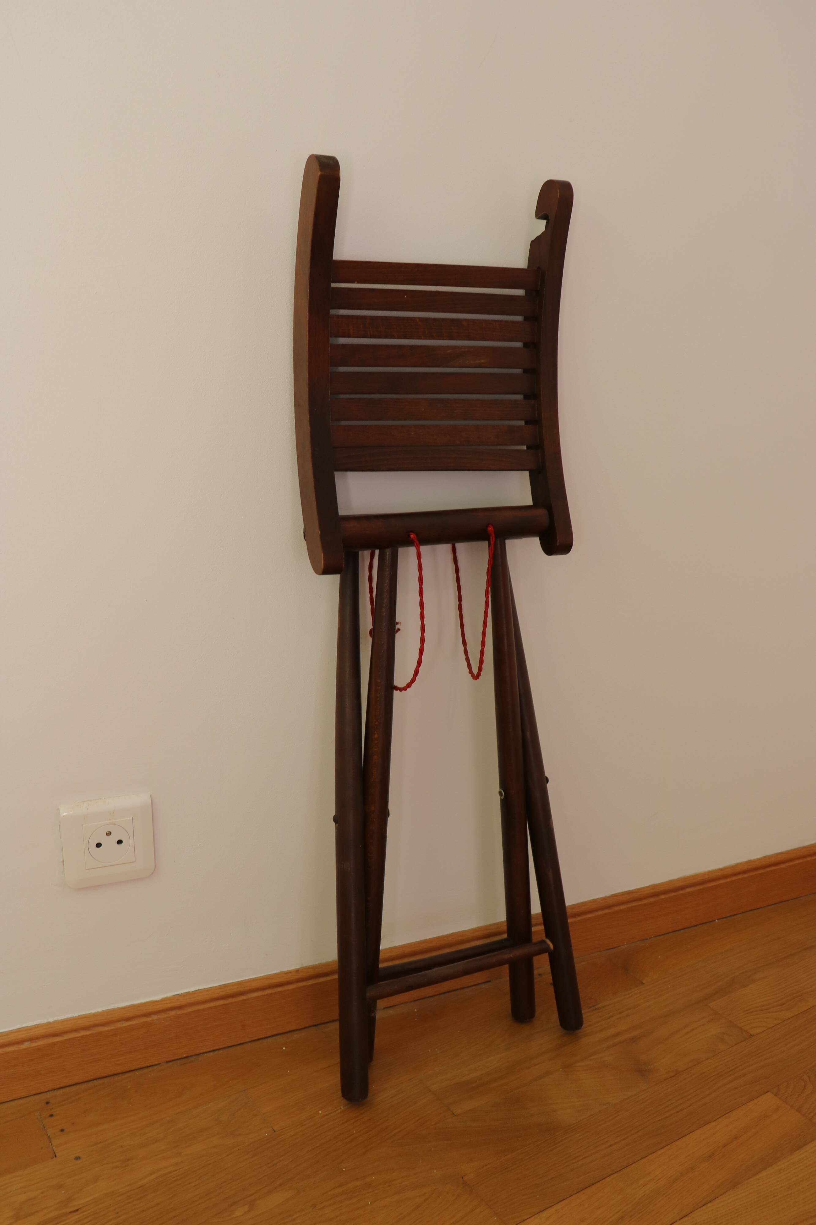 Solid wood folding stool