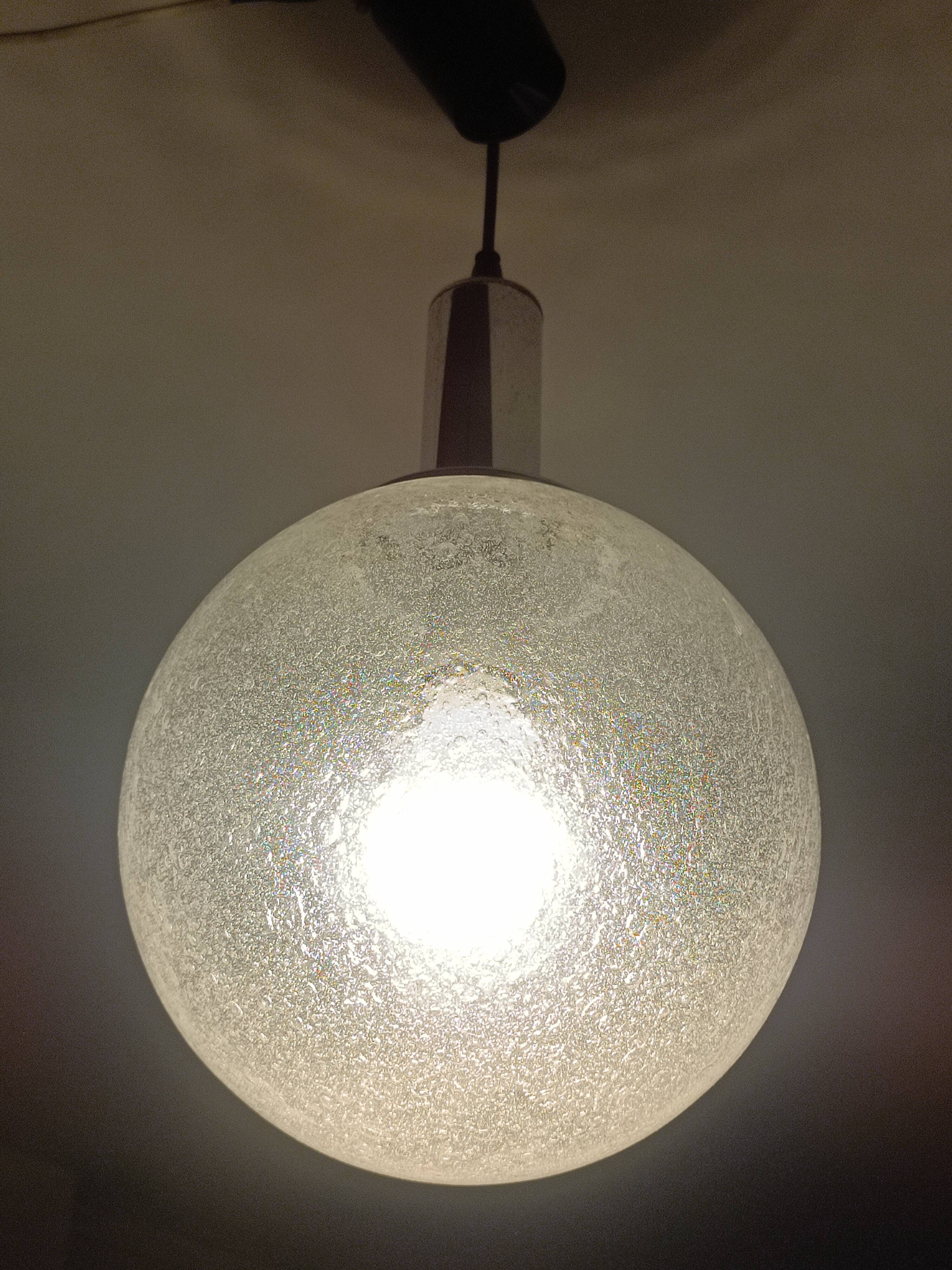 Suspended Lamp Murano Ice Glass by Targetti Sankey 1970s