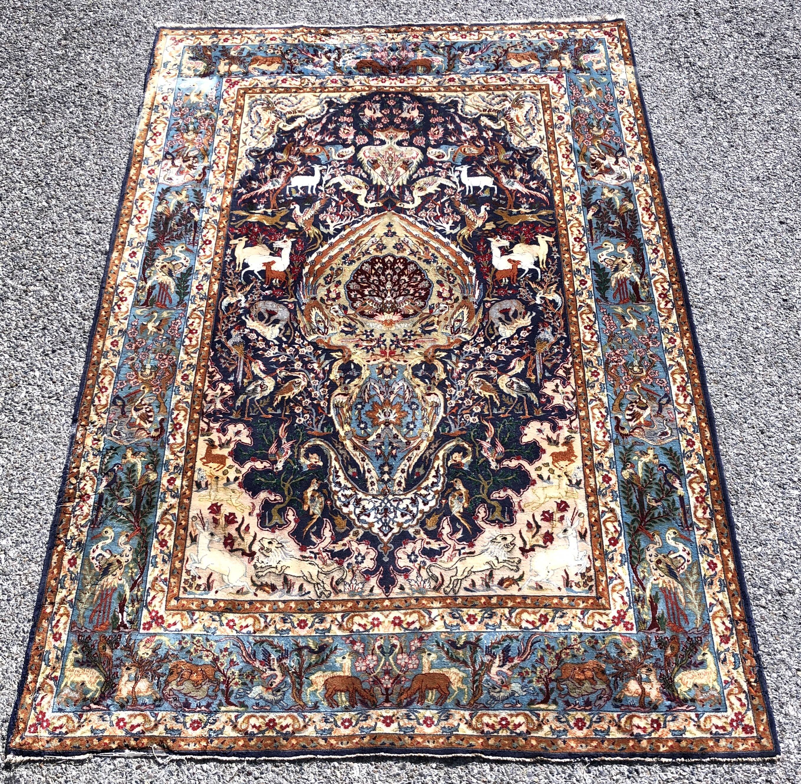 Tapis d'orient persan iran ispahan laine et soie 150x225cm