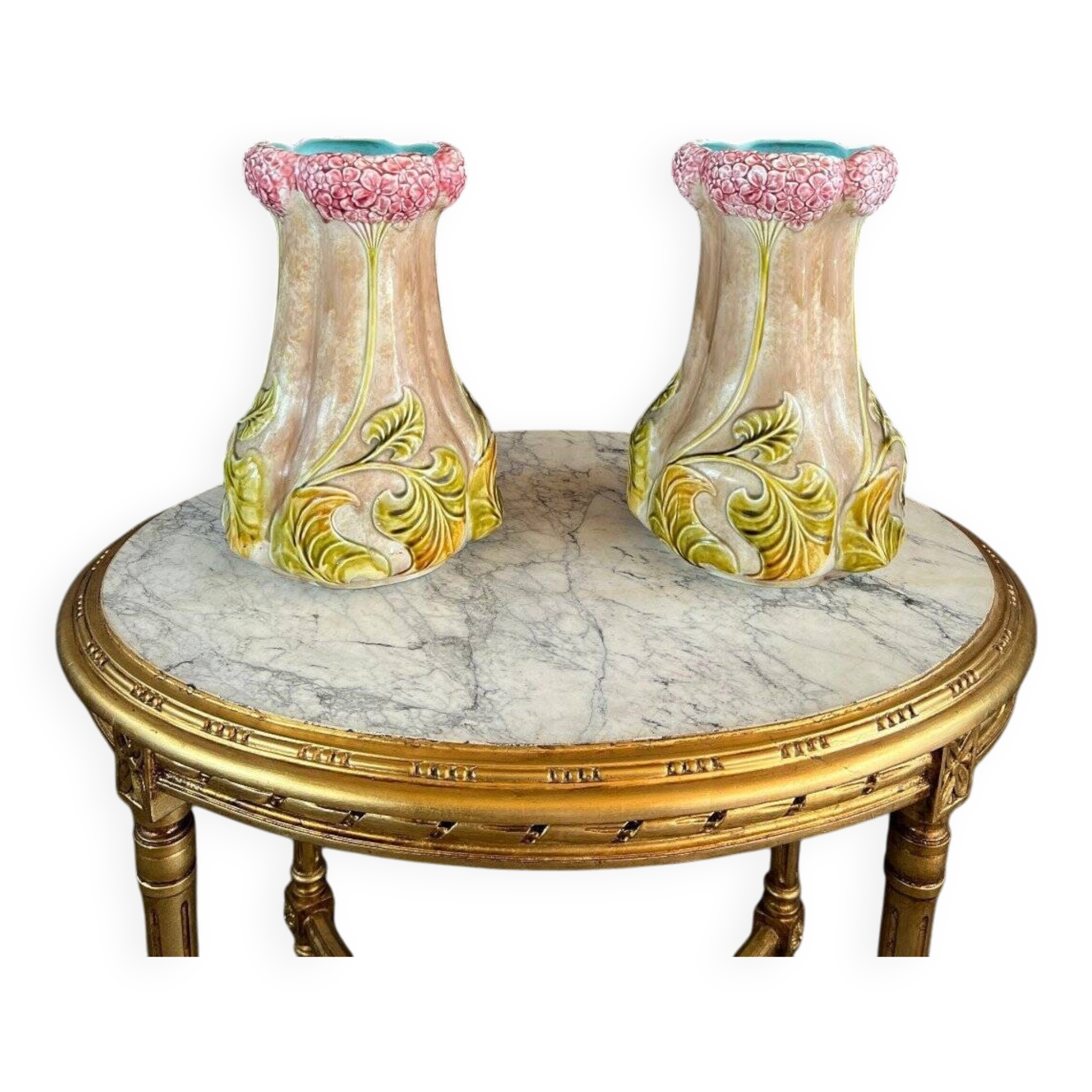 Pair of Art Nouveau Style Earthenware Vases, 20th Century