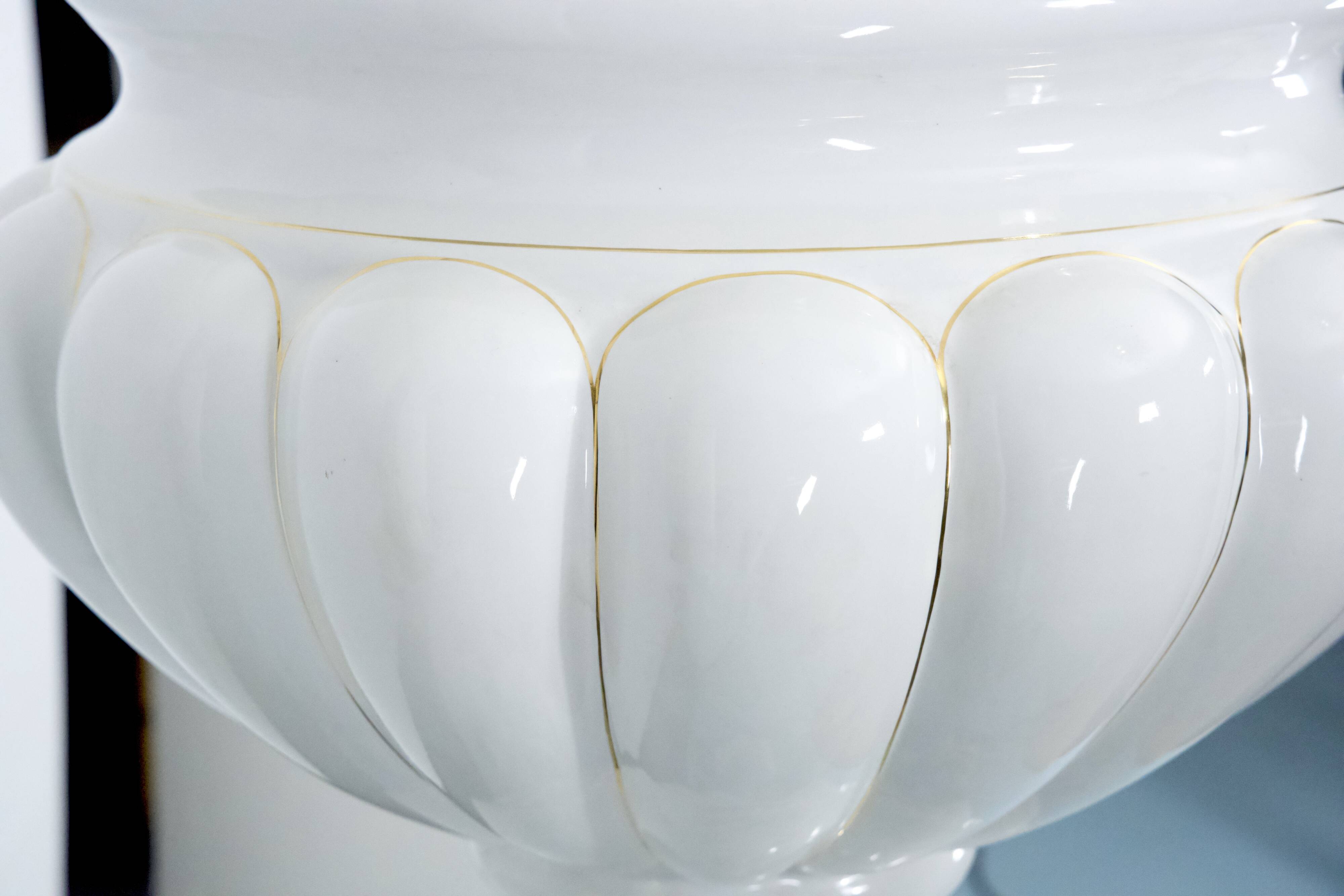 Tommaso Barbi Oversized White Ceramic Vase and Column, Italy 1970